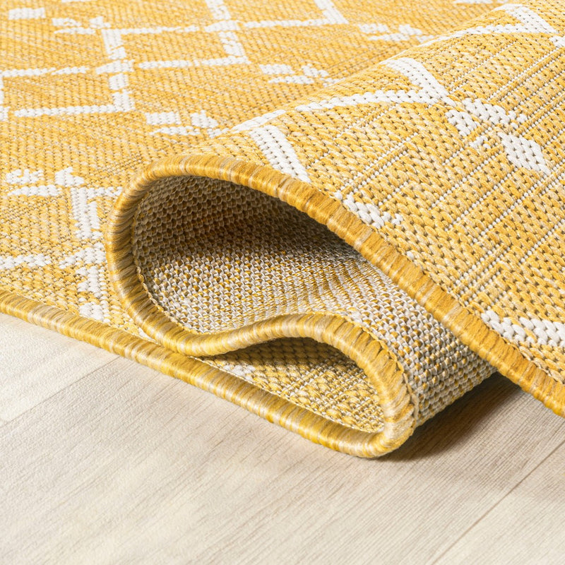 Ourika Moroccan Geometric Textured Weave Indoor/outdoor Square Rug