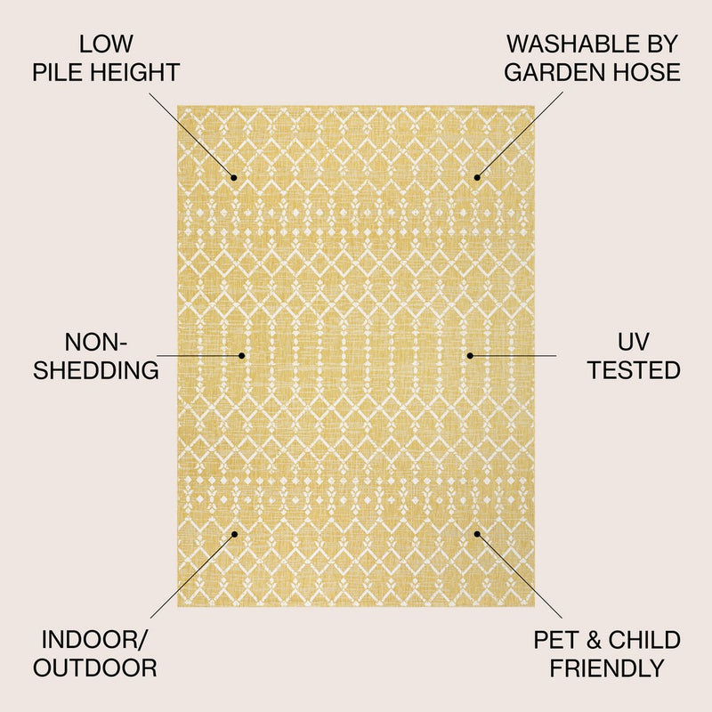 Ourika Moroccan Geometric Textured Weave Indoor/outdoor Area Rug