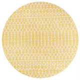 Ourika Moroccan Geometric Textured Weave Indoor/outdoor Round Rug