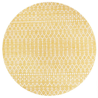 Ourika Moroccan Geometric Textured Weave Indoor/outdoor Round Rug