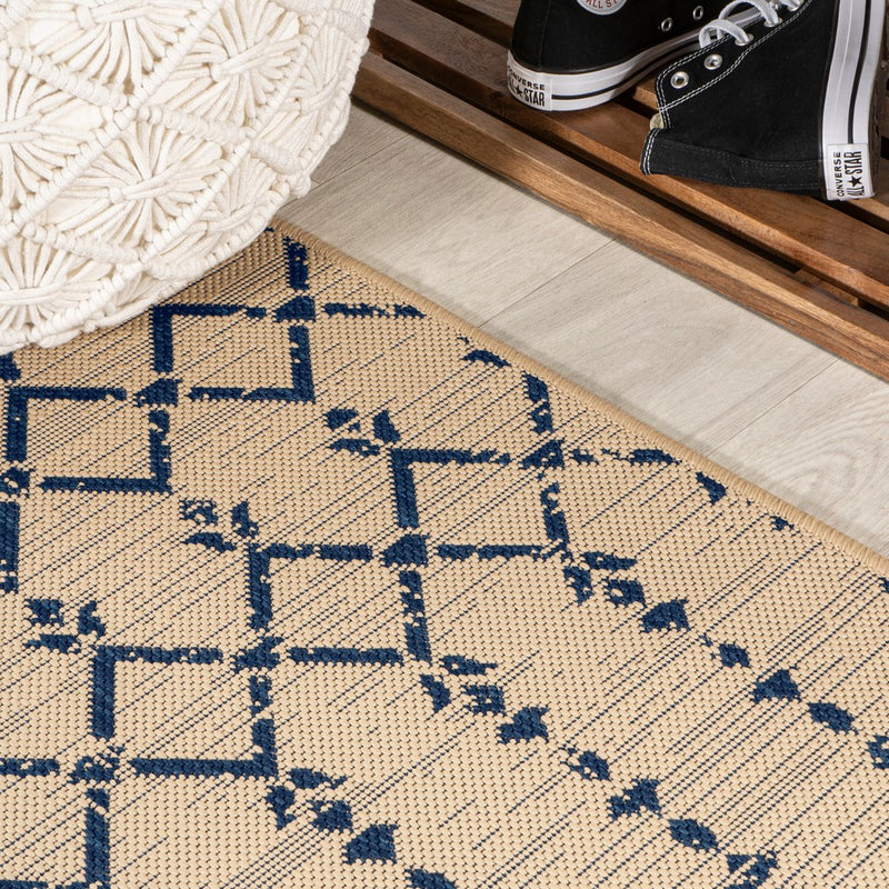Ourika Moroccan Geometric Textured Weave Indoor/outdoor Runner Rug