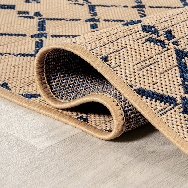 Ourika Moroccan Geometric Textured Weave Indoor/outdoor Round Rug