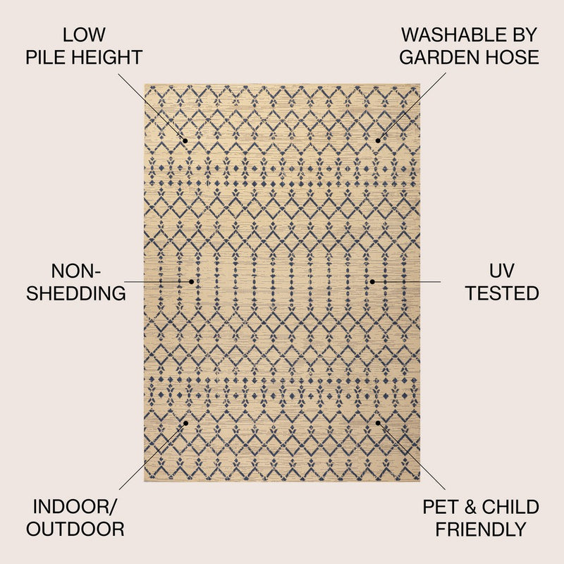 Ourika Moroccan Geometric Textured Weave Indoor/outdoor Area Rug