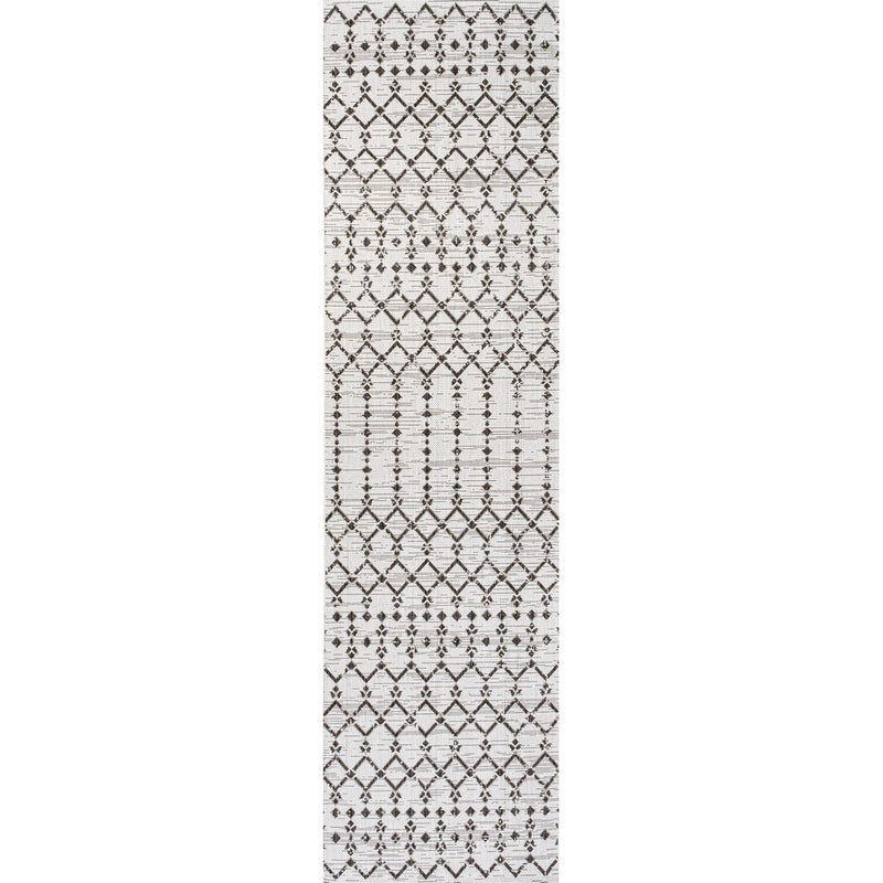 Ourika Moroccan Geometric Textured Weave Indoor/outdoor Runner Rug