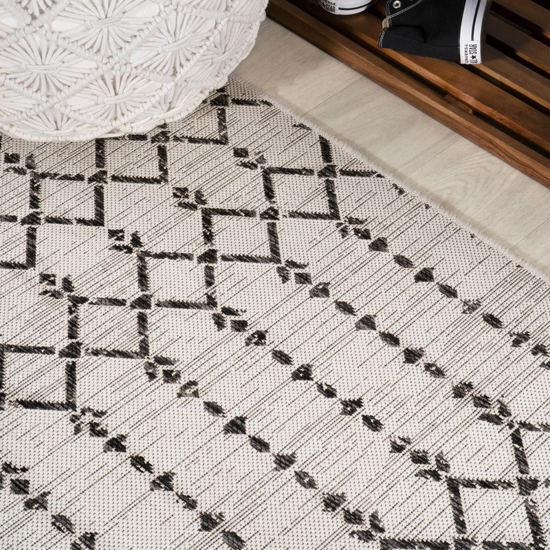 Ourika Moroccan Geometric Textured Weave Indoor/outdoor Area Rug
