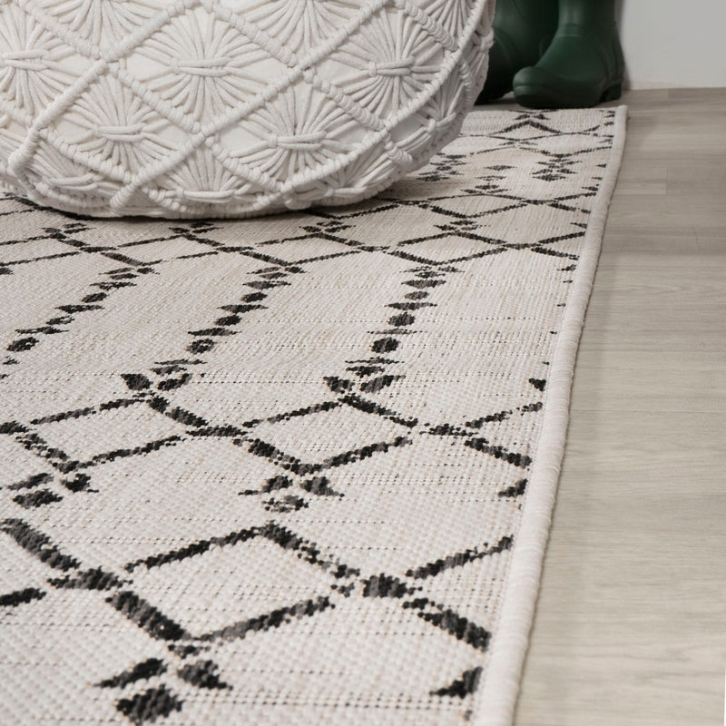 Ourika Moroccan Geometric Textured Weave Indoor/outdoor Runner Rug