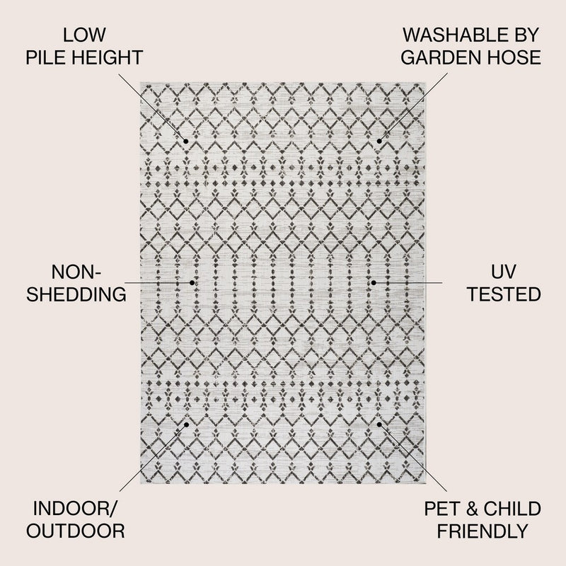 Ourika Moroccan Geometric Textured Weave Indoor/outdoor Area Rug