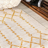 Ourika Moroccan Geometric Textured Weave Indoor/outdoor Square Rug