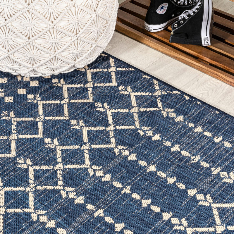 Ourika Moroccan Geometric Textured Weave Indoor/outdoor Runner Rug