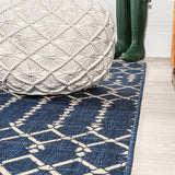 Ourika Moroccan Geometric Textured Weave Indoor/outdoor Runner Rug