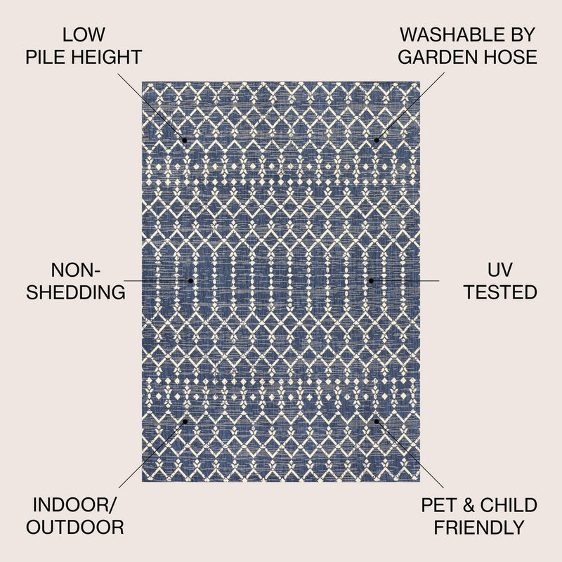 Ourika Moroccan Geometric Textured Weave Indoor/outdoor Rug