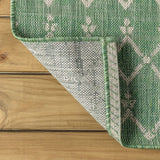 Ourika Moroccan Geometric Textured Weave Indoor/outdoor Runner Rug Green/Cream / Runner / 2'2" X 8' – BACK