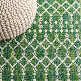 Ourika Moroccan Geometric Textured Weave Indoor/outdoor Runner Rug Green/Cream / Runner / 2'2" X 8' – DETAIL