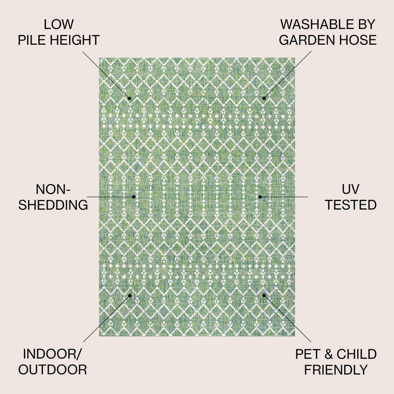 Ourika Moroccan Geometric Textured Weave Indoor/outdoor Rug