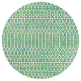 Ourika Moroccan Geometric Textured Weave Indoor/outdoor Round Rug
