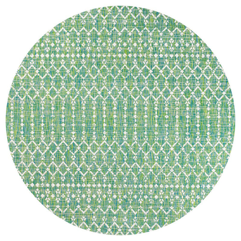 Ourika Moroccan Geometric Textured Weave Indoor/outdoor Round Rug