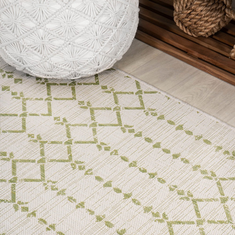 Ourika Moroccan Geometric Textured Weave Indoor/outdoor Square Rug