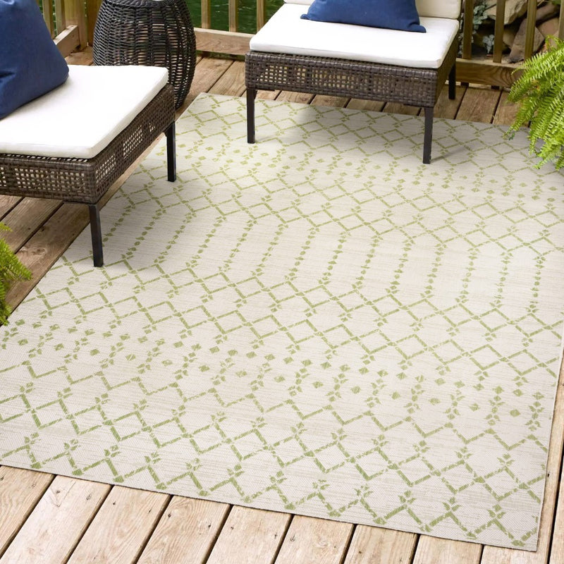 Ourika Moroccan Geometric Textured Weave Indoor/outdoor Rug