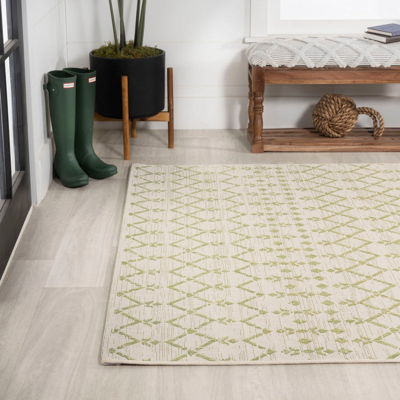 Ourika Moroccan Geometric Textured Weave Indoor/outdoor Rug