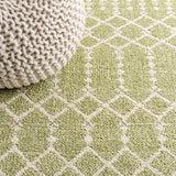 Ourika Moroccan Geometric Textured Weave Indoor/outdoor Runner Rug Light Green/Cream / Runner / 2'2" X 8' – DETAIL