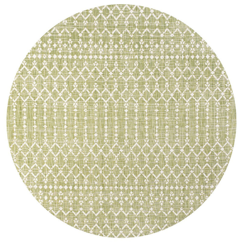 Ourika Moroccan Geometric Textured Weave Indoor/outdoor Round Rug