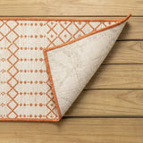 Ourika Moroccan Geometric Textured Weave Indoor/outdoor Runner Rug Cream/Orange / Runner / 2'2" X 8' – BACK