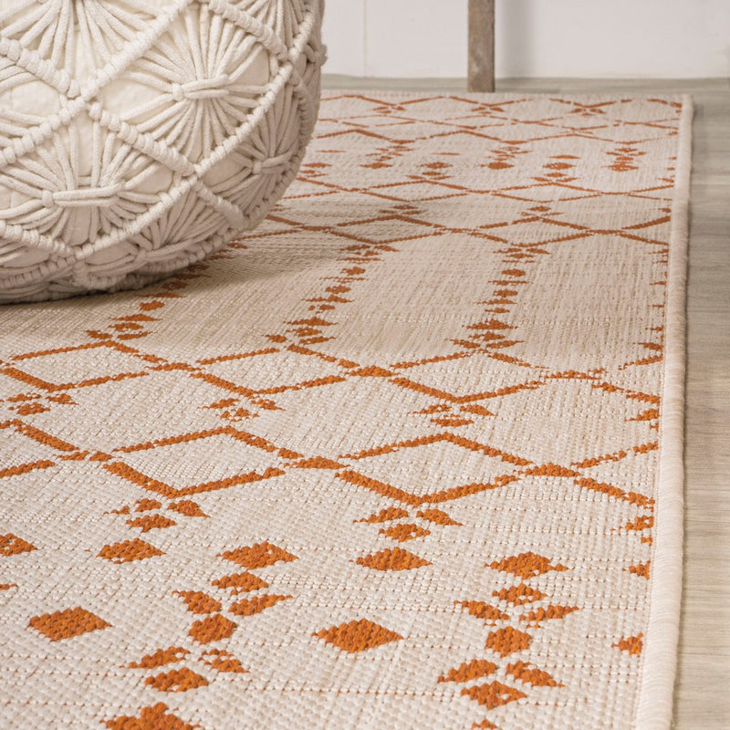 Ourika Moroccan Geometric Textured Weave Indoor/outdoor Runner Rug