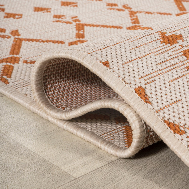 Ourika Moroccan Geometric Textured Weave Indoor/outdoor Round Rug