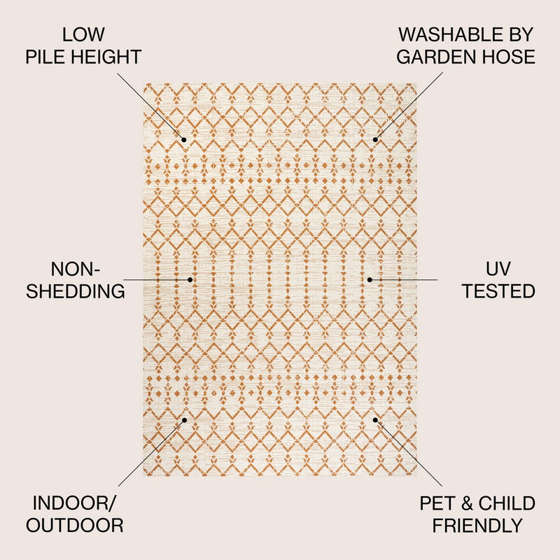 Ourika Moroccan Geometric Textured Weave Indoor/outdoor Rug