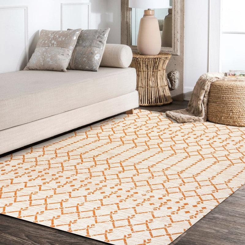 Ourika Moroccan Geometric Textured Weave Indoor/outdoor Rug
