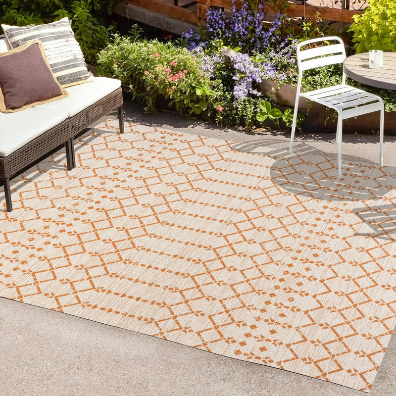Ourika Moroccan Geometric Textured Weave Indoor/outdoor Rug