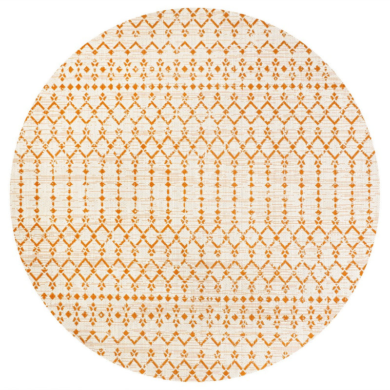 Ourika Moroccan Geometric Textured Weave Indoor/outdoor Round Rug
