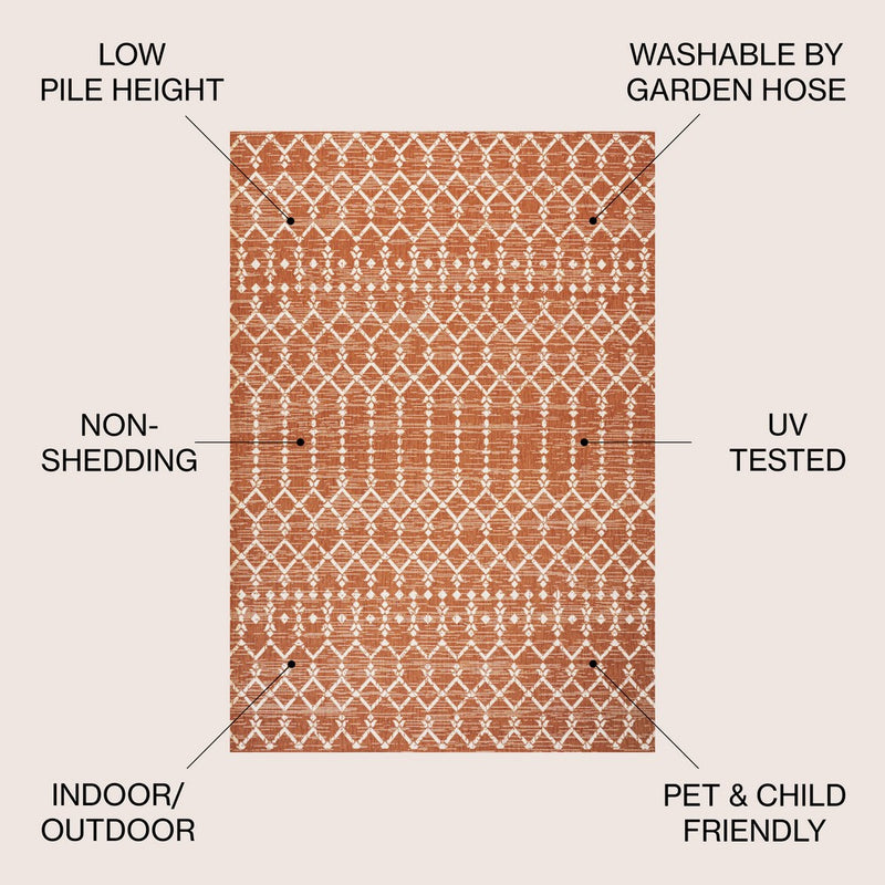 Ourika Moroccan Geometric Textured Weave Indoor/outdoor Rug