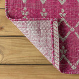Ourika Moroccan Geometric Textured Weave Indoor/outdoor Runner Rug Fuchsia/Light Gray / Runner / 2'2" X 8' – BACK