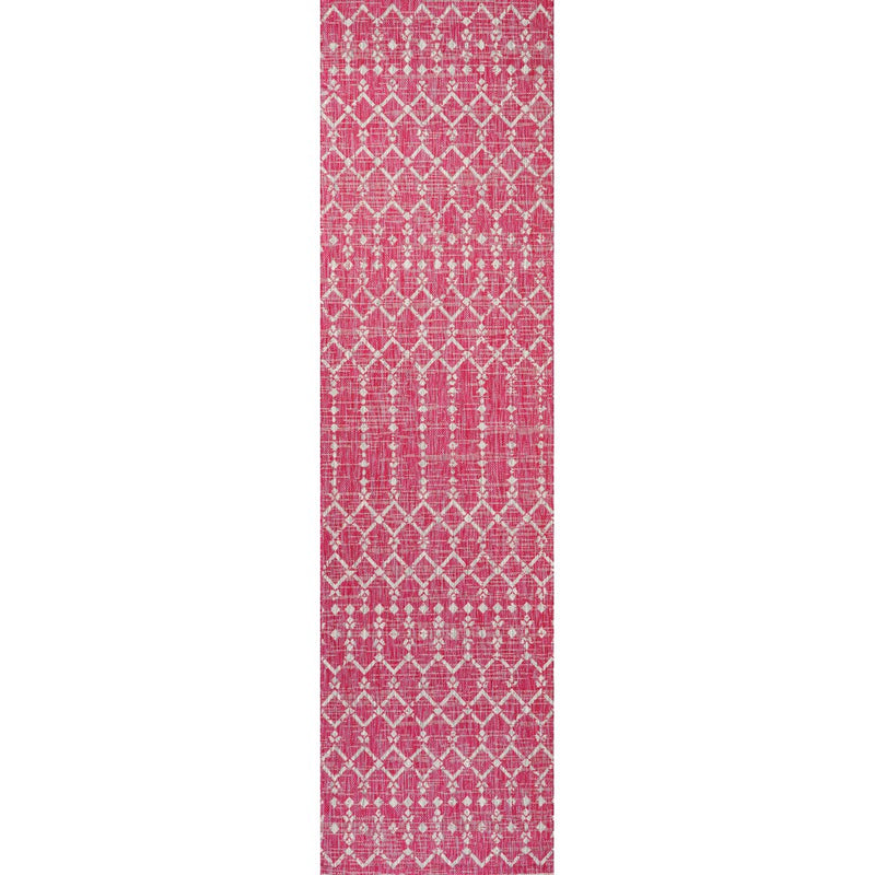 Ourika Moroccan Geometric Textured Weave Indoor/outdoor Runner Rug