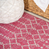 Ourika Moroccan Geometric Textured Weave Indoor/outdoor Square Rug