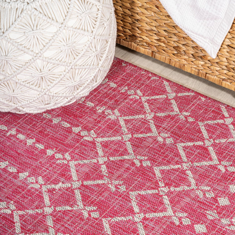Ourika Moroccan Geometric Textured Weave Indoor/outdoor Square Rug