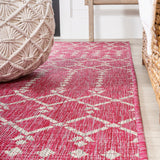 Ourika Moroccan Geometric Textured Weave Indoor/outdoor Runner Rug