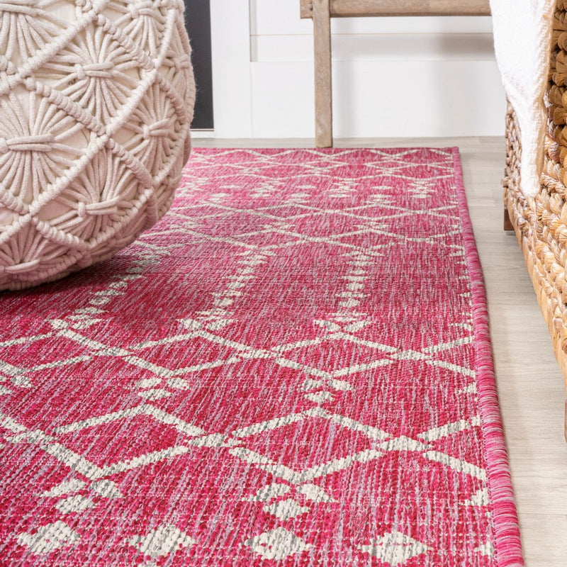 Ourika Moroccan Geometric Textured Weave Indoor/outdoor Square Rug