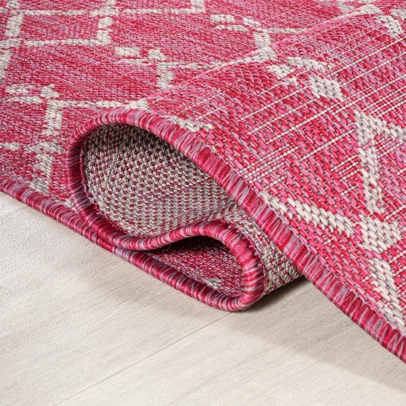 Ourika Moroccan Geometric Textured Weave Indoor/outdoor Runner Rug