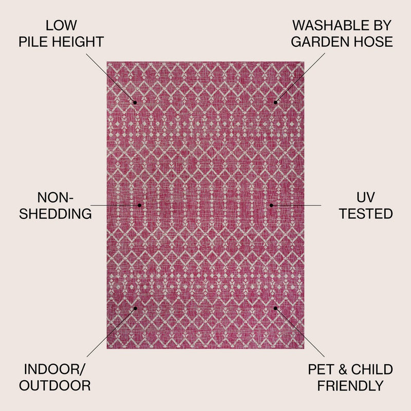 Ourika Moroccan Geometric Textured Weave Indoor/outdoor Rug
