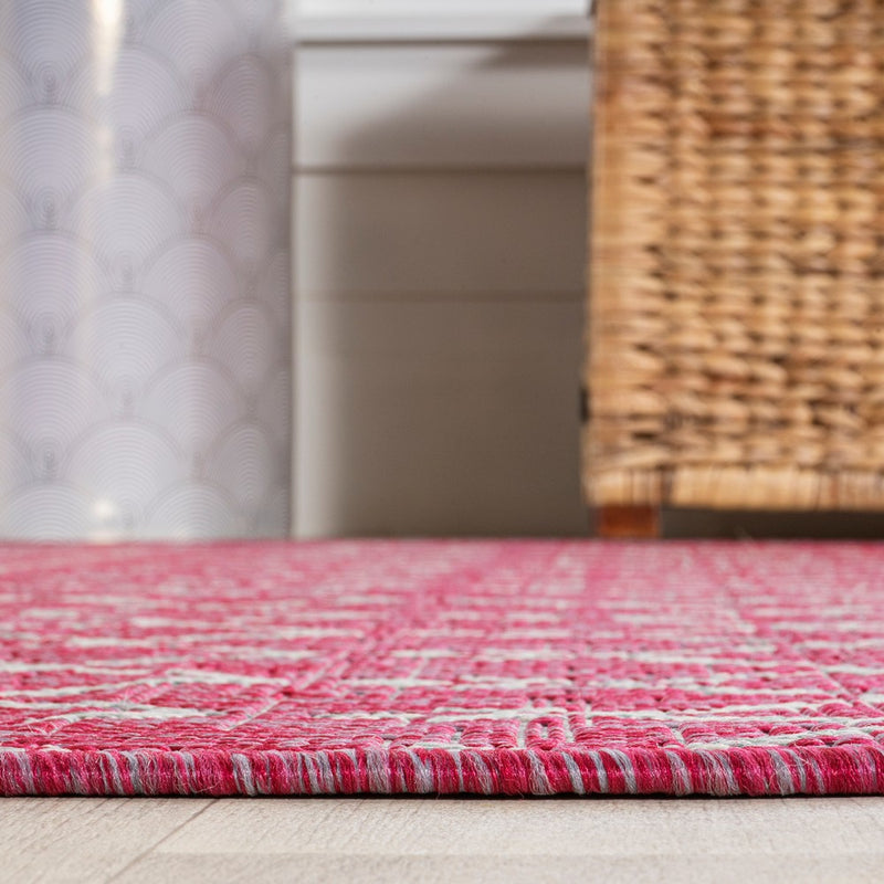 Ourika Moroccan Geometric Textured Weave Indoor/outdoor Square Rug