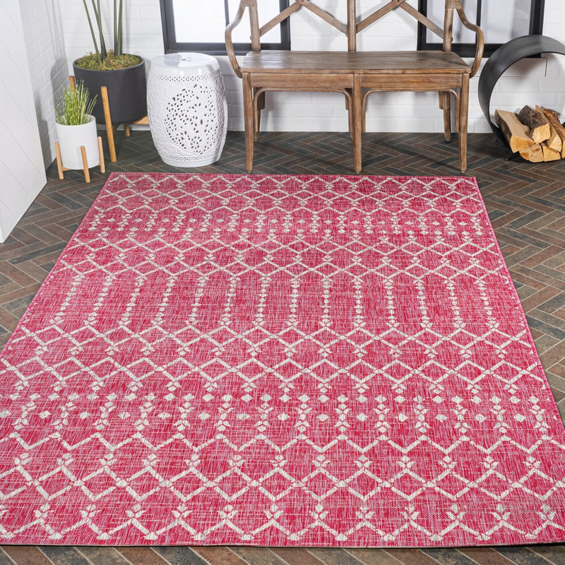 Ourika Moroccan Geometric Textured Weave Indoor/outdoor Rug
