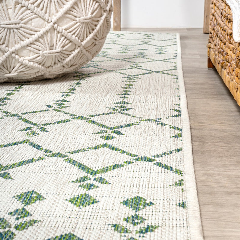 Ourika Moroccan Geometric Textured Weave Indoor/outdoor Runner Rug