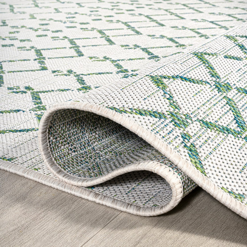 Ourika Moroccan Geometric Textured Weave Indoor/outdoor Round Rug