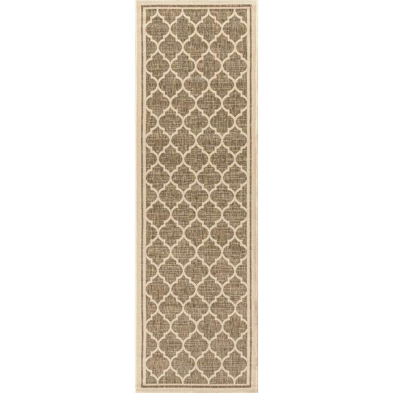 Trebol Moroccan Trellis Textured Weave Indoor/outdoor Runner Rug
