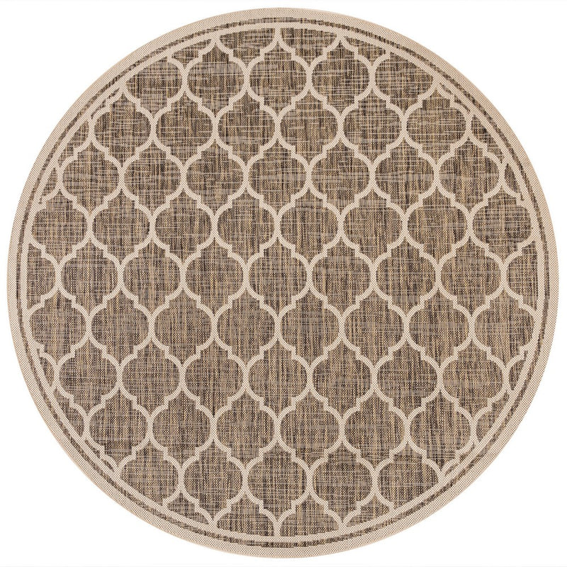 Trebol Moroccan Trellis Textured Weave Indoor/outdoor Round Rug