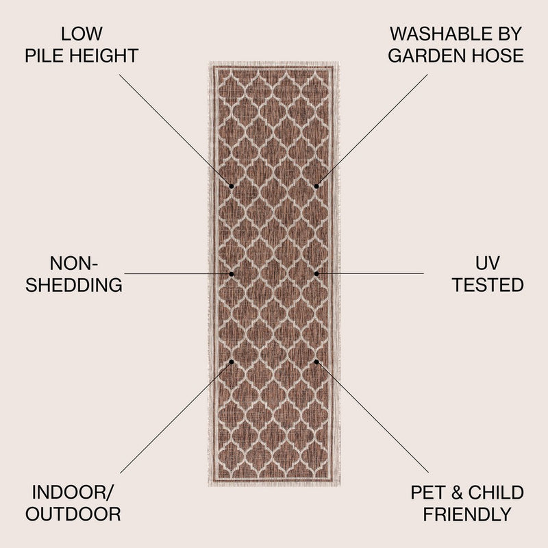 Trebol Moroccan Trellis Textured Weave Indoor/outdoor Runner Rug