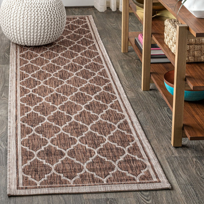Trebol Moroccan Trellis Textured Weave Indoor/outdoor Runner Rug