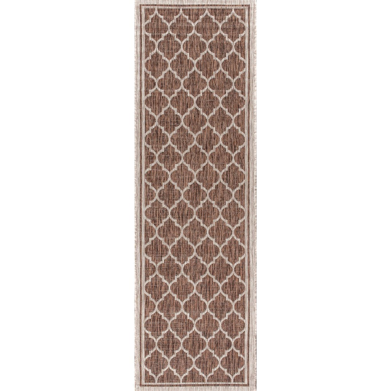 Trebol Moroccan Trellis Textured Weave Indoor/outdoor Runner Rug